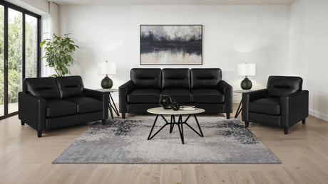 Scotland Faux Leather Upholstered Track Arm Loveseat Black - 504665