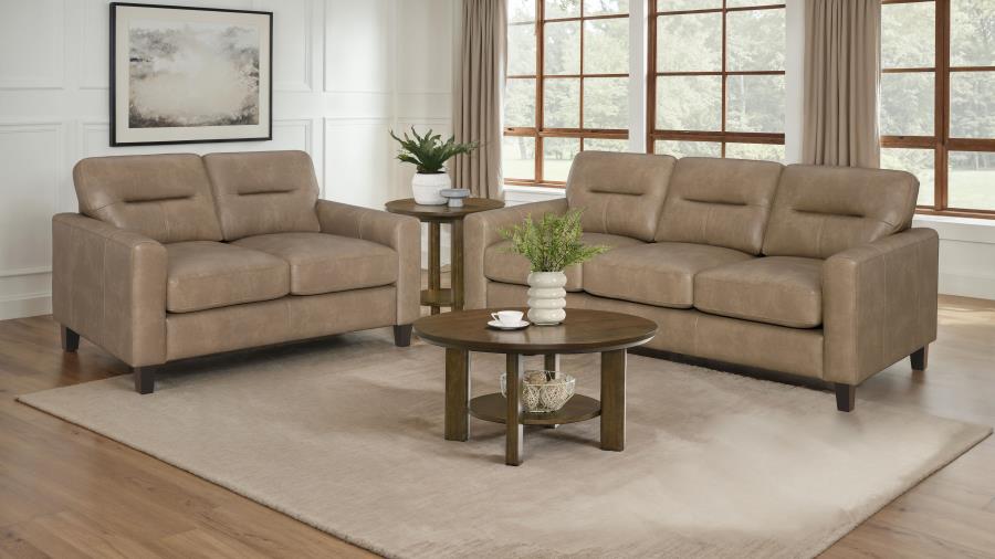 Scotland 2-piece Faux Leather Upholstered Sofa Set Brown - 504667-S2