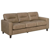 Scotland Faux Leather Upholstered Track Arm Sofa Brown - 504667