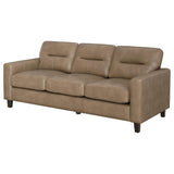 Scotland Faux Leather Upholstered Track Arm Sofa Brown - 504667