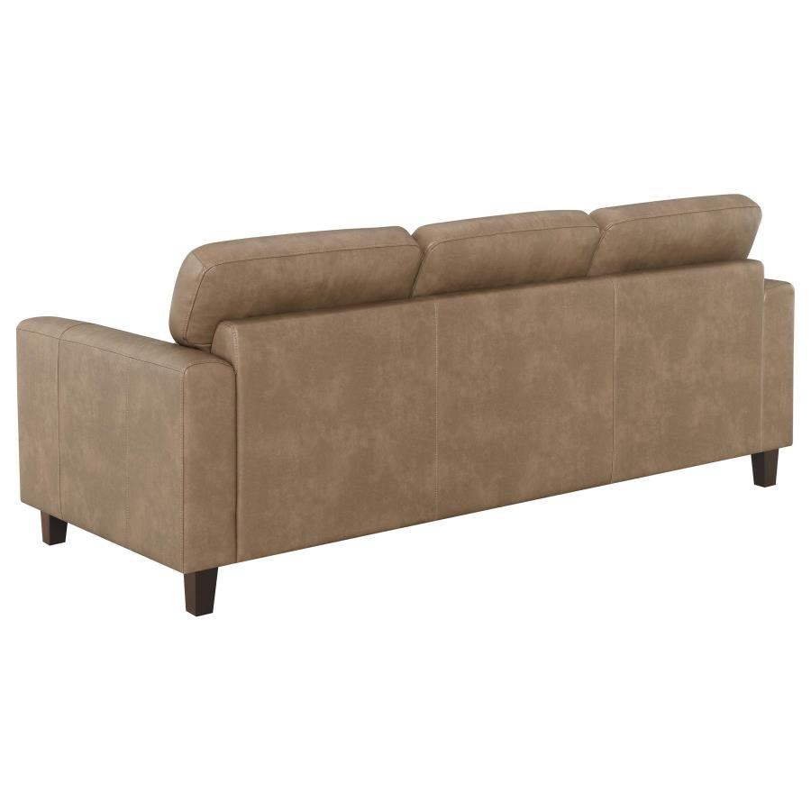 Scotland Faux Leather Upholstered Track Arm Sofa Brown - 504667