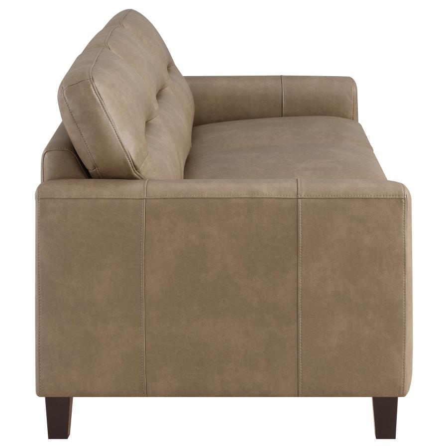 Scotland Faux Leather Upholstered Track Arm Sofa Brown - 504667