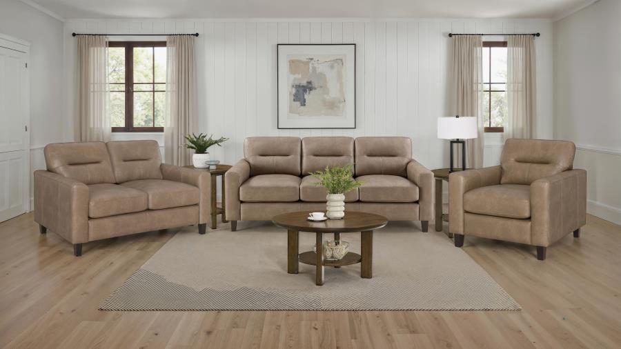 Scotland Faux Leather Upholstered Track Arm Sofa Brown - 504667
