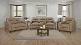 Scotland Faux Leather Upholstered Track Arm Sofa Brown - 504667