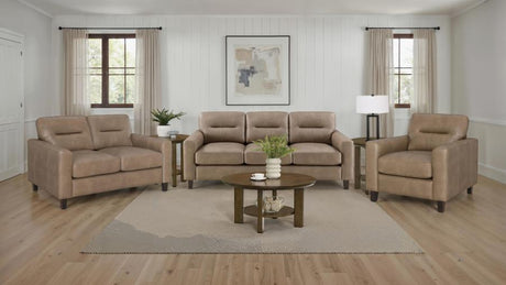 Scotland Faux Leather Upholstered Track Arm Sofa Brown - 504667