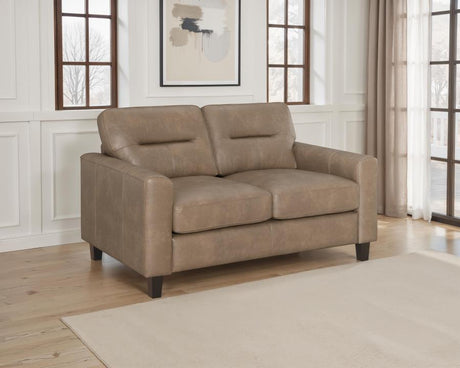 Scotland Faux Leather Upholstered Track Arm Loveseat Brown - 504668