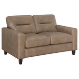 Scotland Faux Leather Upholstered Track Arm Loveseat Brown - 504668