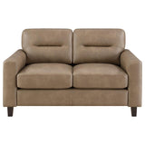 Scotland Faux Leather Upholstered Track Arm Loveseat Brown - 504668