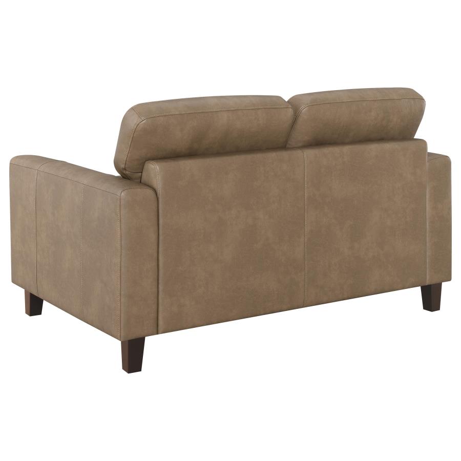 Scotland Faux Leather Upholstered Track Arm Loveseat Brown - 504668