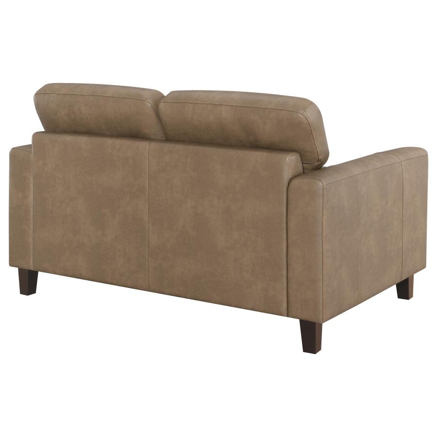 Scotland Faux Leather Upholstered Track Arm Loveseat Brown - 504668