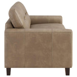 Scotland Faux Leather Upholstered Track Arm Loveseat Brown - 504668
