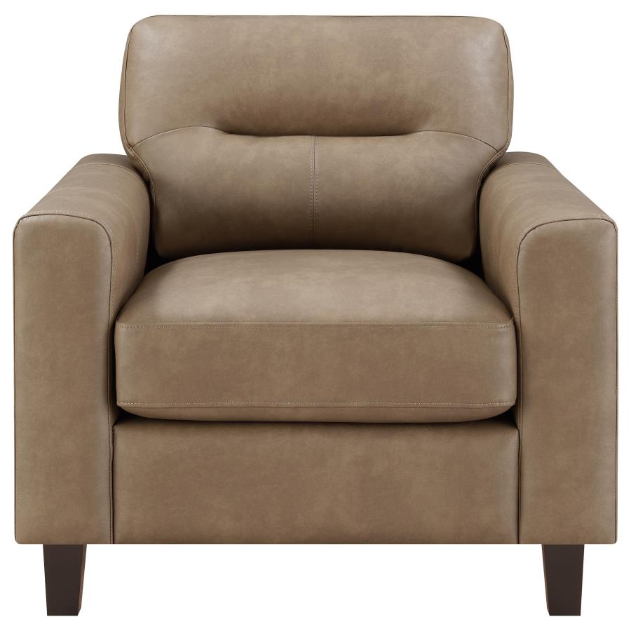 Scotland Faux Leather Upholstered Track Arm Chair Brown - 504669