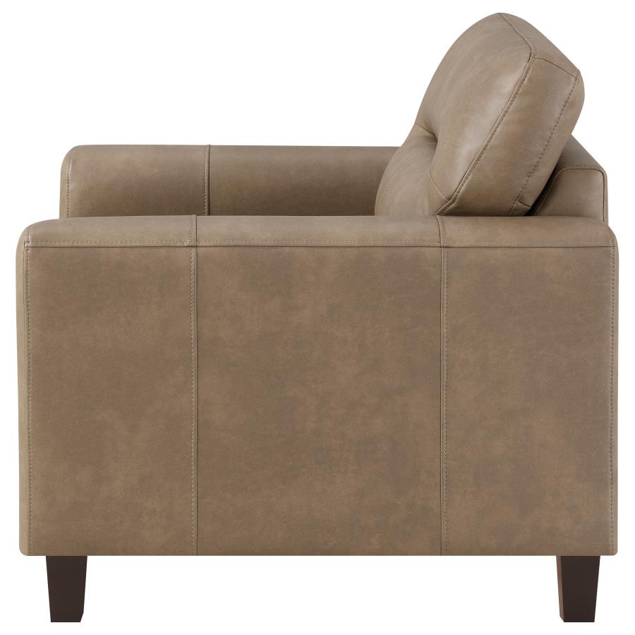 Scotland Faux Leather Upholstered Track Arm Chair Brown - 504669