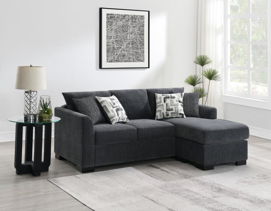 Storey Upholstered Sleeper Sectional Chaise Sofa Dark Grey - 504777
