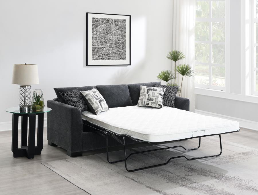 Storey Upholstered Sleeper Sectional Chaise Sofa Dark Grey - 504777
