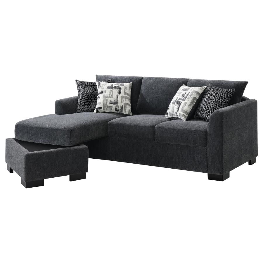 Storey Upholstered Sleeper Sectional Chaise Sofa Dark Grey - 504777