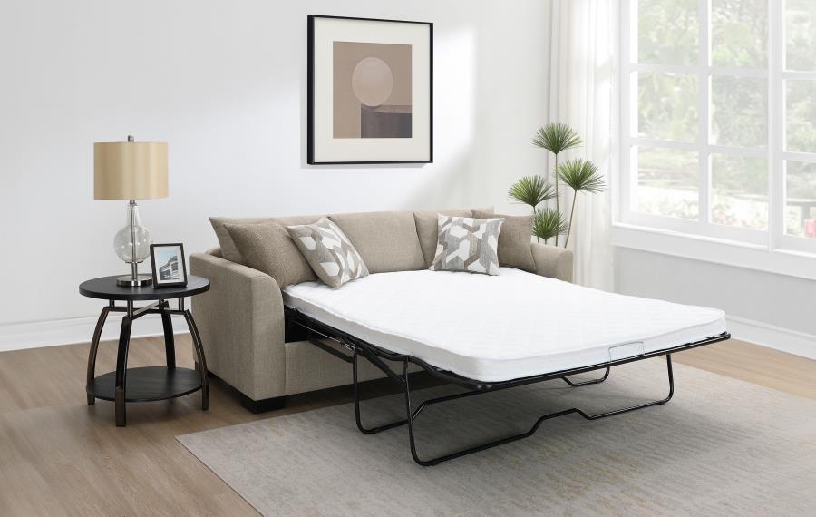 Storey Upholstered Sleeper Sectional Chaise Sofa Camel - 504778