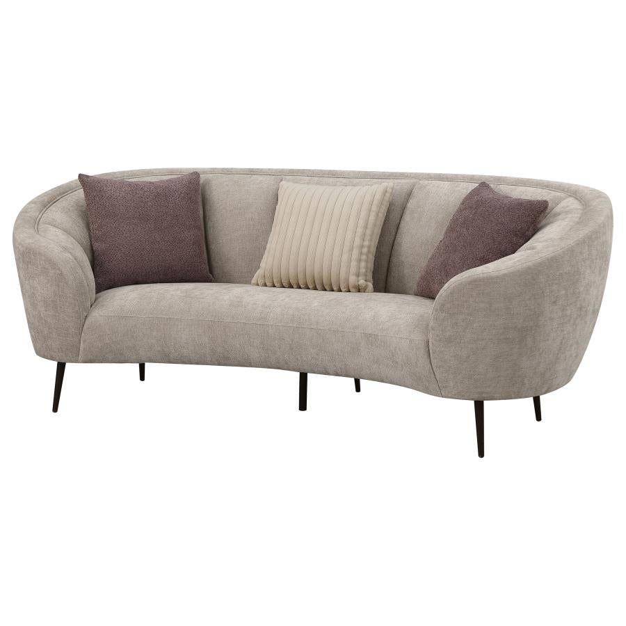 Ellorie Upholstered Channel Back Curved Sofa Beige - 504837