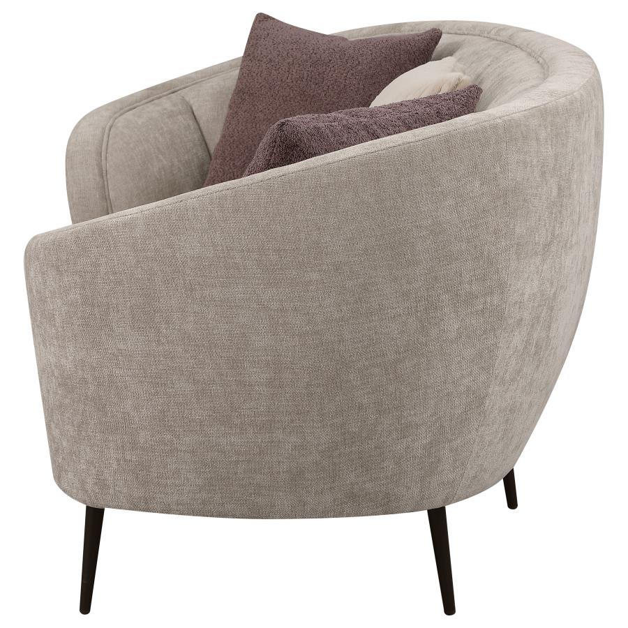 Ellorie Upholstered Channel Back Curved Sofa Beige - 504837