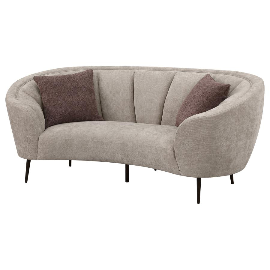 Ellorie Upholstered Channel Back Curved Loveseat Beige - 504838