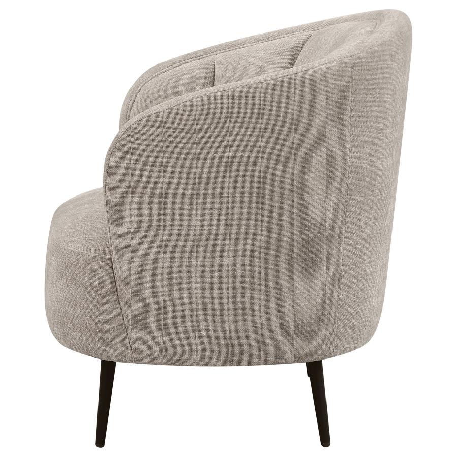 Ellorie Upholstered Channel Back Curved Chair Beige - 504839