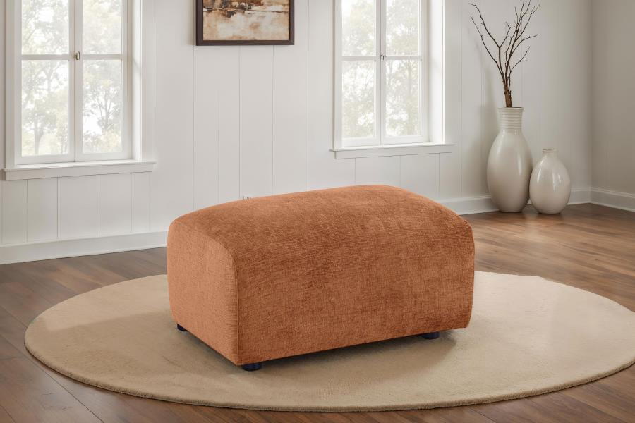 Burnett Chenille Upholstered Ottoman Burnt Orange - 504954