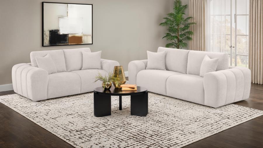 Burnett Chenille Upholstered Wide Arm Sofa Ivory - 504955