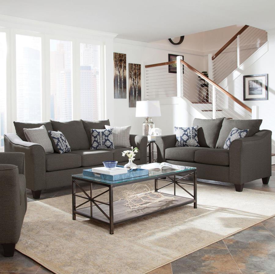 Salizar 2-piece Upholstered Flared Arm Sofa Set Grey - 506021-S2