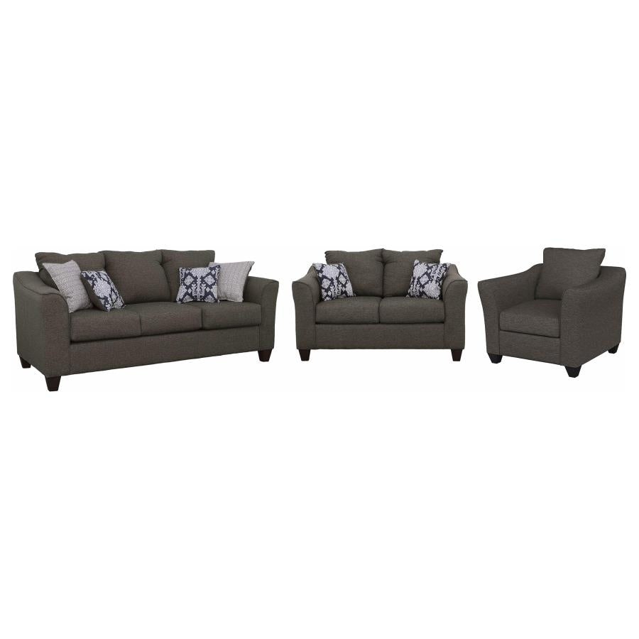 Salizar 3-piece Upholstered Flared Arm Sofa Set Grey - 506021-S3