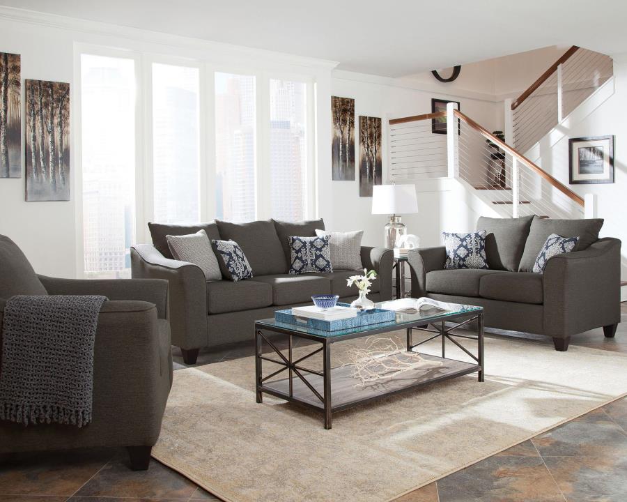 Salizar Upholstered Flared Arm Sofa Charcoal Grey - 506021