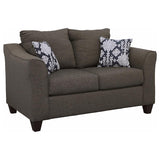 Salizar Upholstered Flared Arm Loveseat Charcoal Grey - 506022