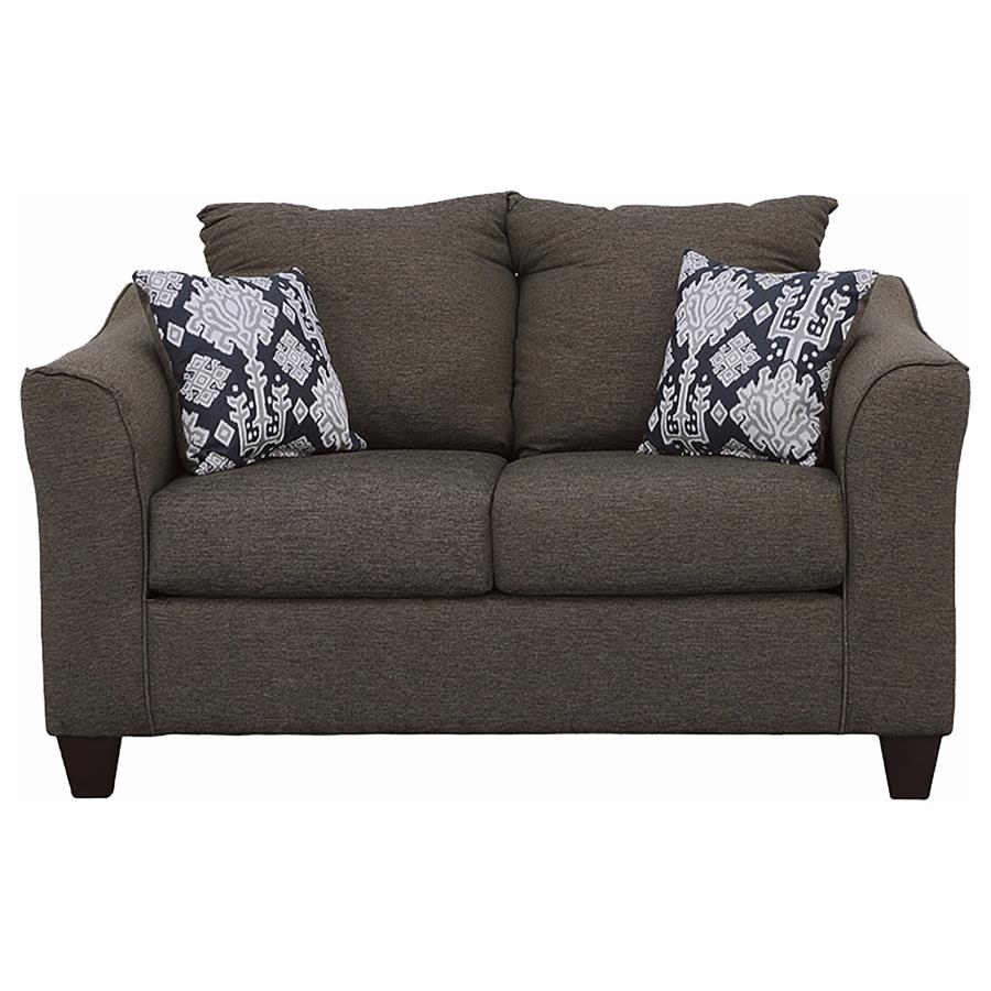 Salizar Upholstered Flared Arm Loveseat Charcoal Grey - 506022