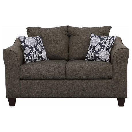 Salizar Upholstered Flared Arm Loveseat Charcoal Grey - 506022