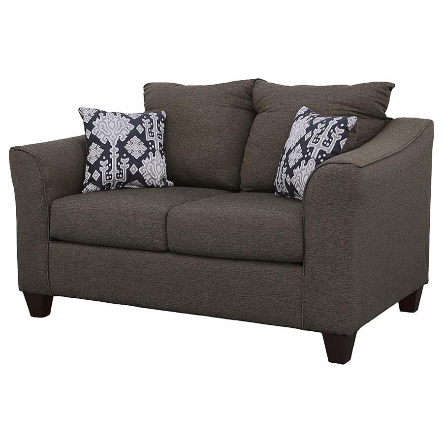 Salizar Upholstered Flared Arm Loveseat Charcoal Grey - 506022