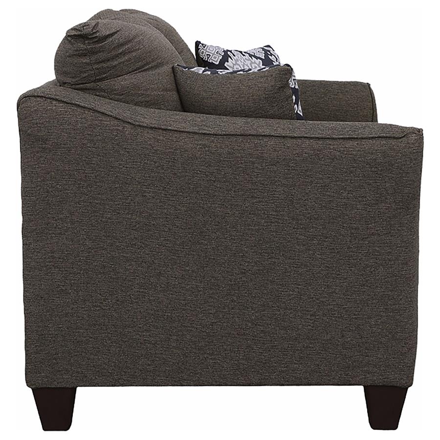Salizar Upholstered Flared Arm Loveseat Charcoal Grey - 506022