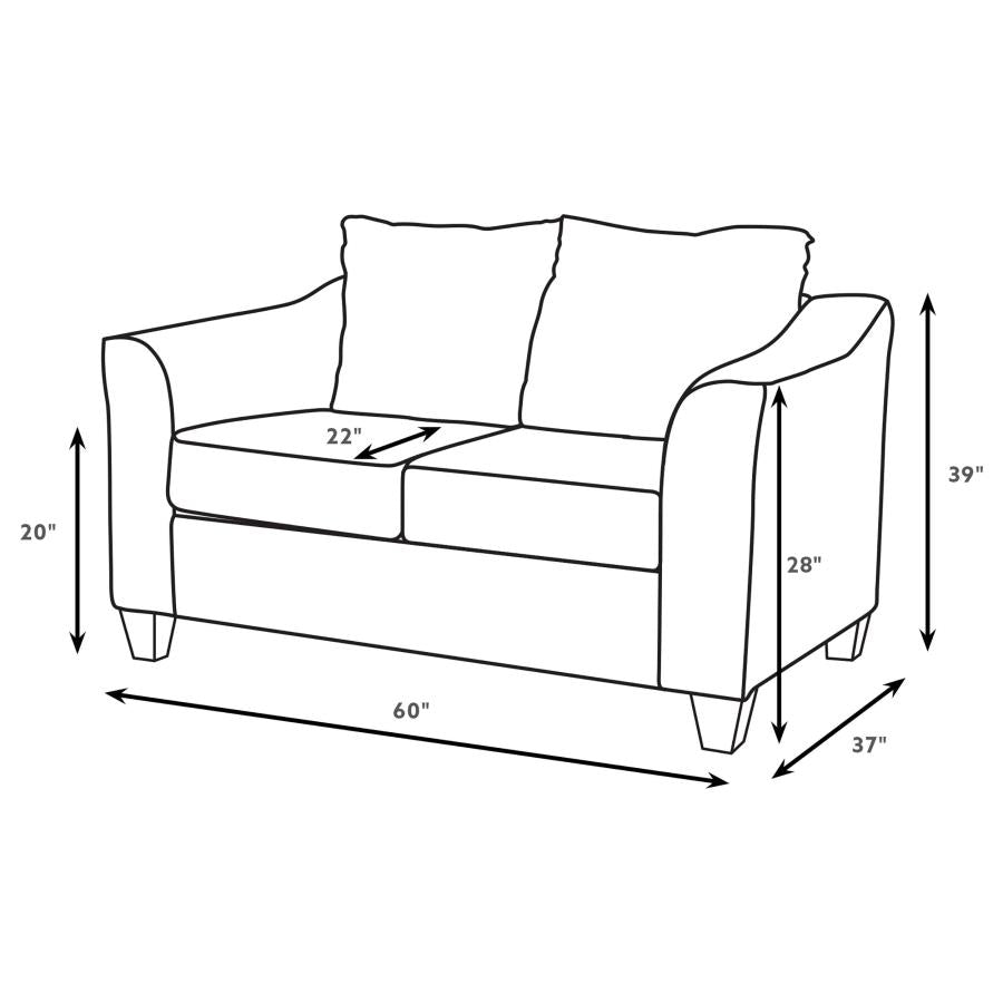 Salizar Upholstered Flared Arm Loveseat Charcoal Grey - 506022
