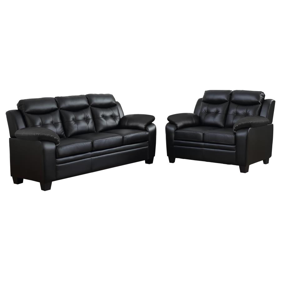 Finley 2-piece Upholstered Padded Arm Tufted Sofa Set Black - 506551-S2