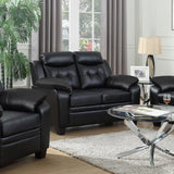 Finley Upholstered Padded Arm Tufted Loveseat Black - 506552