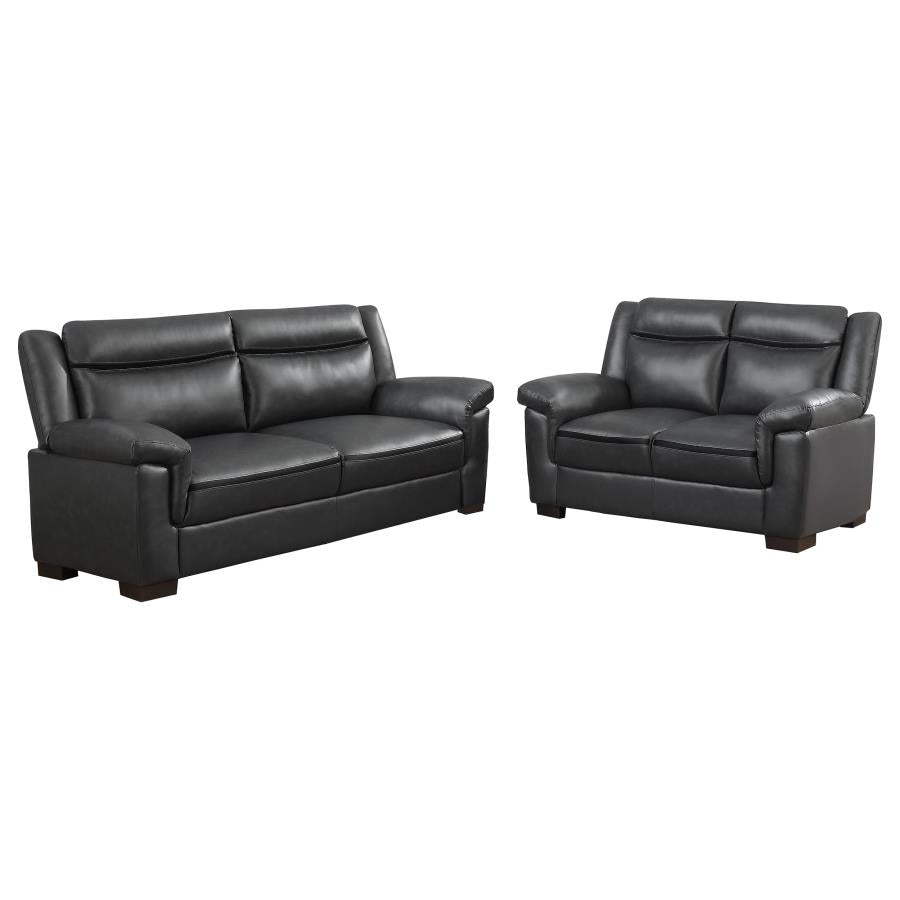 Arabella 2-piece Upholstered Padded Arm Sofa Set Grey - 506591-S2
