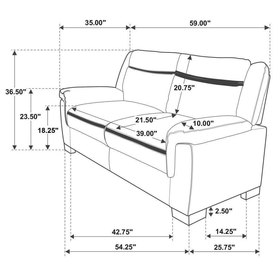 Arabella 3-piece Upholstered Padded Arm Sofa Set Grey - 506591-S3