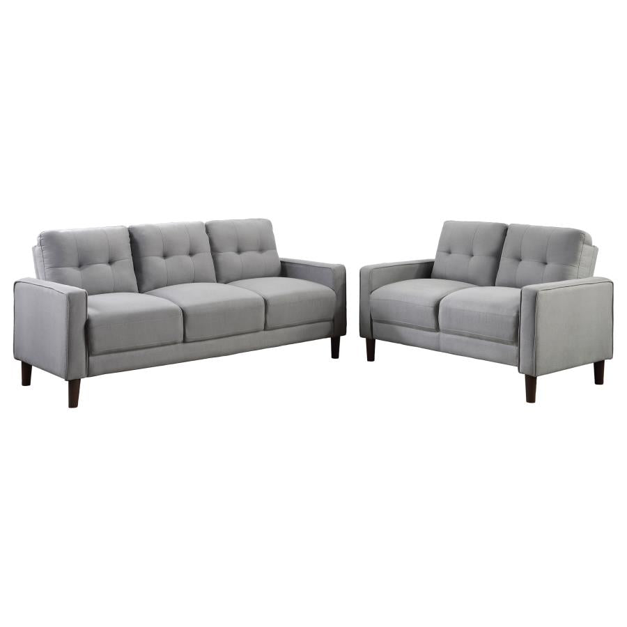 Bowen 2-piece Upholstered Track Arm Tufted Sofa Set Grey - 506781-S2