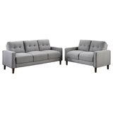 Bowen 2-piece Upholstered Track Arm Tufted Sofa Set Grey - 506781-S2