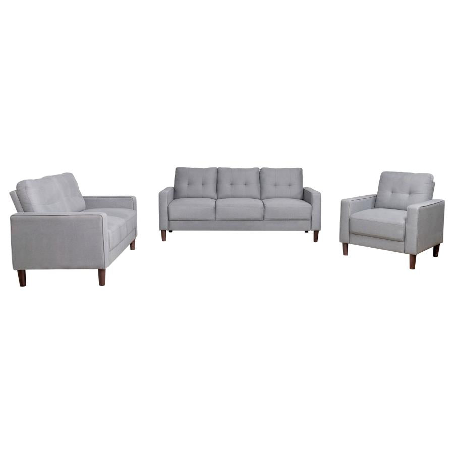 Bowen 3-piece Upholstered Track Arm Tufted Sofa Set Grey - 506781-S3