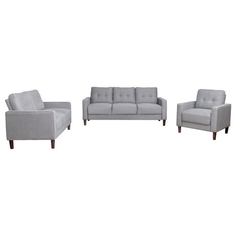 Bowen 3-piece Upholstered Track Arm Tufted Sofa Set Grey - 506781-S3