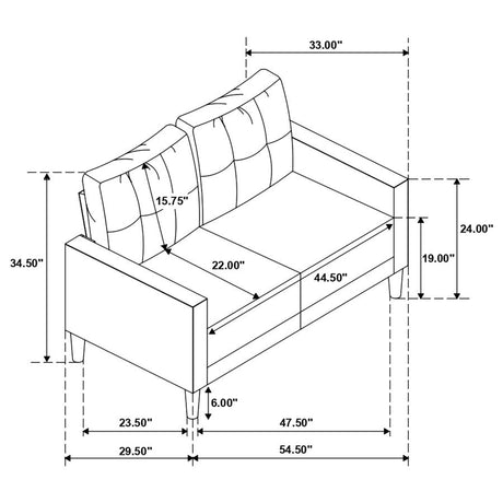 Bowen Upholstered Track Arm Tufted Loveseat Grey - 506782