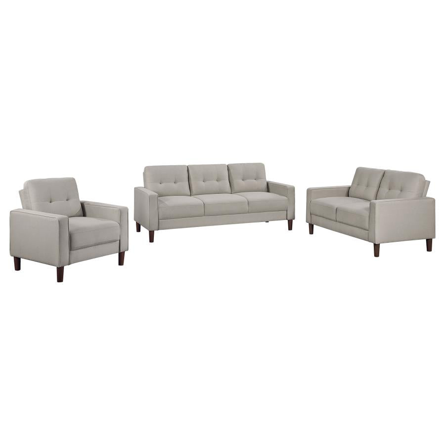 Bowen 3-piece Upholstered Track Arm Tufted Sofa Set Beige - 506785-S3