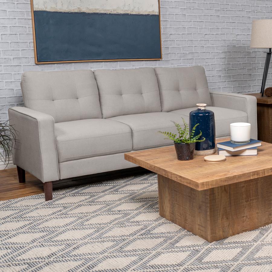 Bowen Upholstered Track Arm Tufted Sofa Beige - 506785