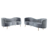 Sophia 2-piece Upholstered Channel Tufted Sofa Set Grey - 506864-S2