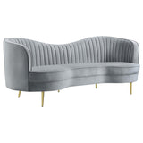 Sophia 2-piece Upholstered Channel Tufted Sofa Set Grey - 506864-S2