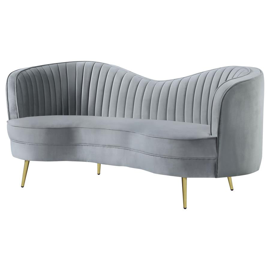 Sophia Upholstered Channel Tufted Loveseat Grey - 506865